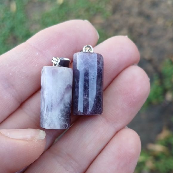 New 2pc Column Amethyst Pendant. - Picture 2 of 8